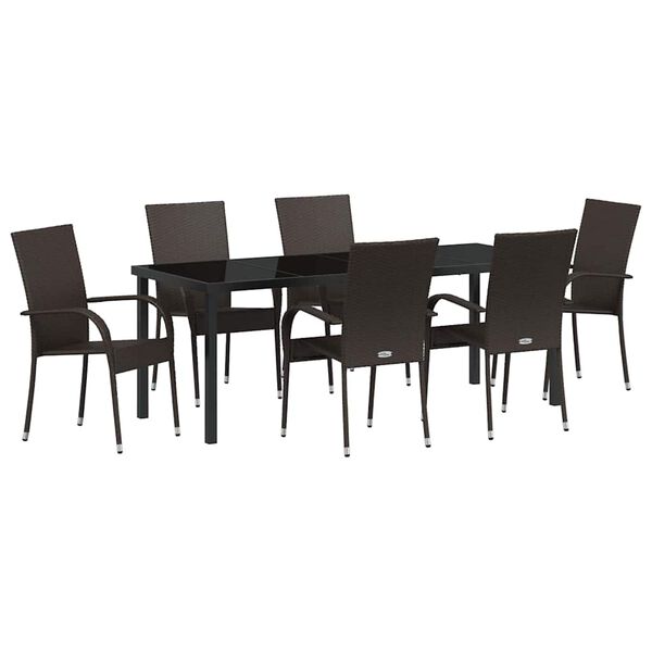 vidaXL Conjunto de Comedor de Jard&iacute;n 7 pcs Marr&oacute;n