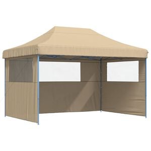 vidaXL Tienda de fiesta plegable Pop-Up con 3 paredes laterales beige