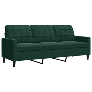 vidaXL Sof&aacute; de 3 plazas terciopelo verde oscuro 180 cm