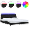 vidaXL Estructura de cama con LED sin colch&oacute;n tela negro 180x200 cm
