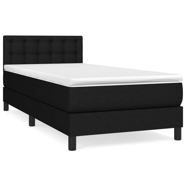 vidaXL Cama box spring con colch&oacute;n tela negro 90x190 cm