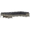 vidaXL Set de muebles de jard&iacute;n 10 pzas y cojines rat&aacute;n sint&eacute;tico gris