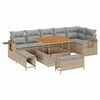 vidaXL Conjunto de sof&aacute;s de jard&iacute;n 9 uds. Beige rat&aacute;n sint&eacute;tico
