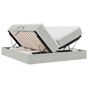 vidaXL Cama con almacenamiento y colch&oacute;n Gris Claro 180 x 200 cm