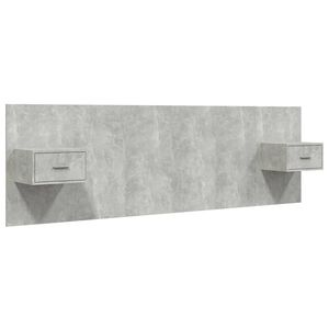 vidaXL Cabecero de cama y mesitas madera contrachapada gris hormig&oacute;n