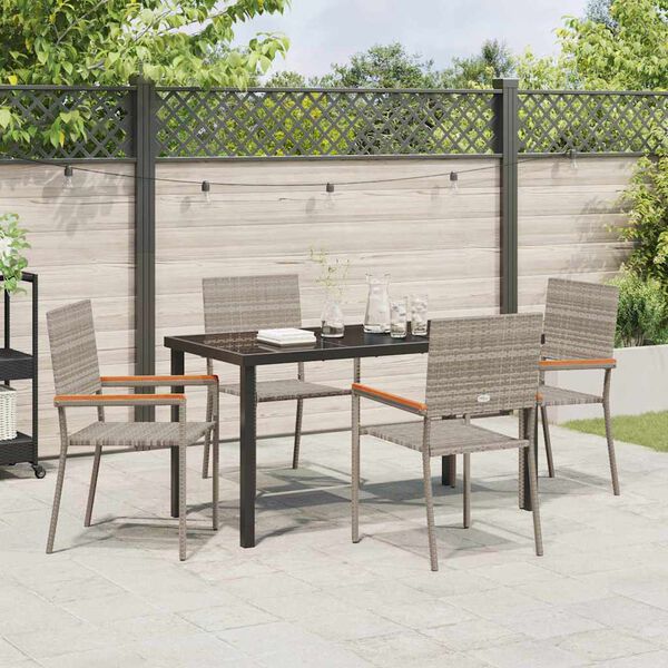vidaXL Conjunto de Comedor de Jard&iacute;n 5 pcs Gris rat&aacute;n sint&eacute;tico