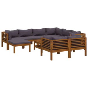 vidaXL Muebles de jard&iacute;n 10 pzas cojines madera maciza de acacia