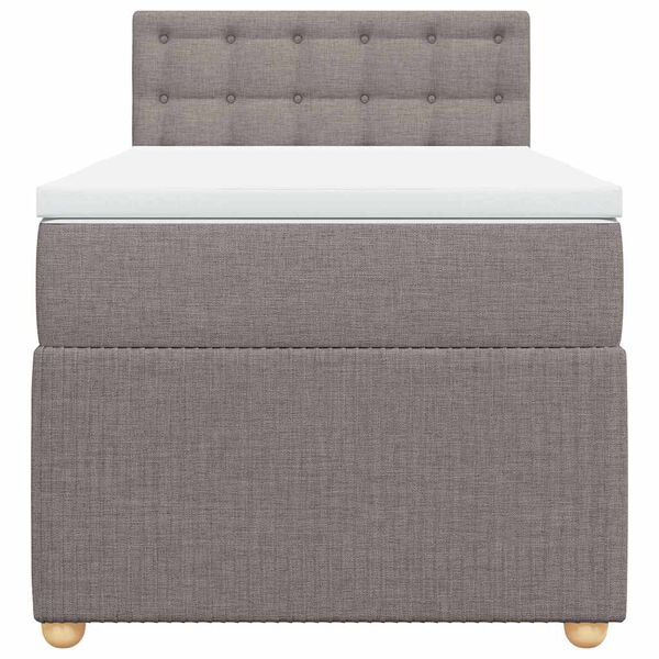 vidaXL Cama box spring con colch&oacute;n tela gris taupe 100x200 cm