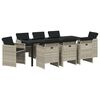 vidaXL Conjunto de Comedor de Jard&iacute;n 9 uds. Gris Claro rat&aacute;n sint&eacute;tico