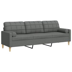 vidaXL Sof&aacute; de 3 plazas con cojines tela gris oscuro 210 cm