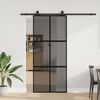 vidaXL Puerta corredera con herrajes negro 90x205 cm vidrio templado