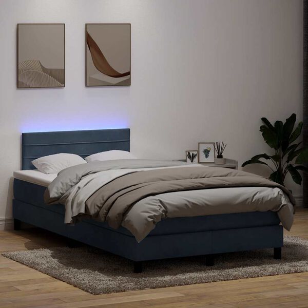 vidaXL Cama box spring con colch&oacute;n y LED terciopelo gris oscuro 120x220 cm