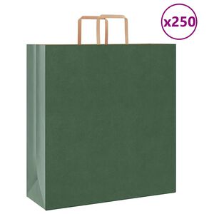 vidaXL Bolsas de papel con asas 250 uds verde 45x17x48 cm