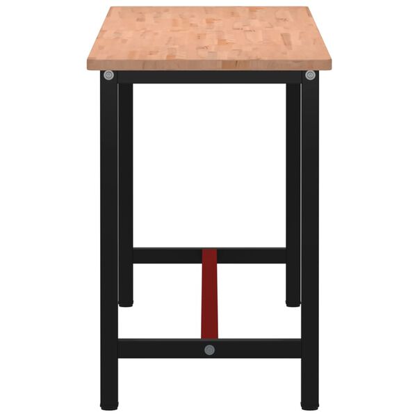 vidaXL Banco de trabajo madera maciza de haya y metal 180x55x81,5 cm