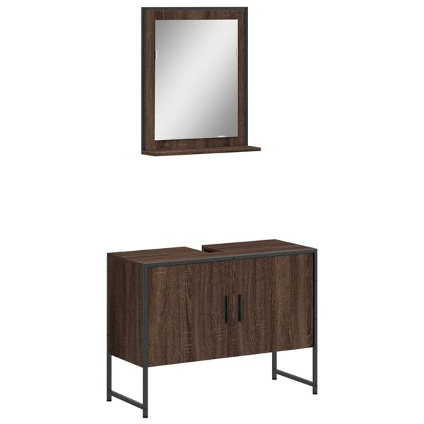 vidaXL Set de muebles de ba&ntilde;o 2 pzas madera de ingenier&iacute;a marr&oacute;n roble