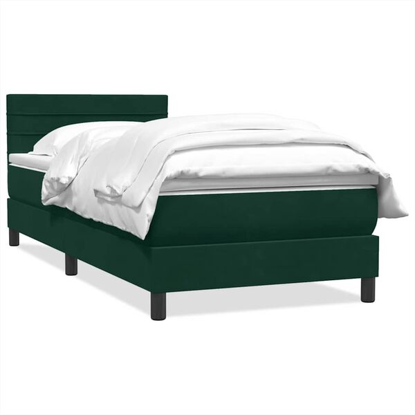 vidaXL Cama box spring con colch&oacute;n terciopelo verde oscuro 90x220 cm