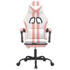 vidaXL Silla gaming con reposapi&eacute;s cuero sint&eacute;tico blanco y rosa