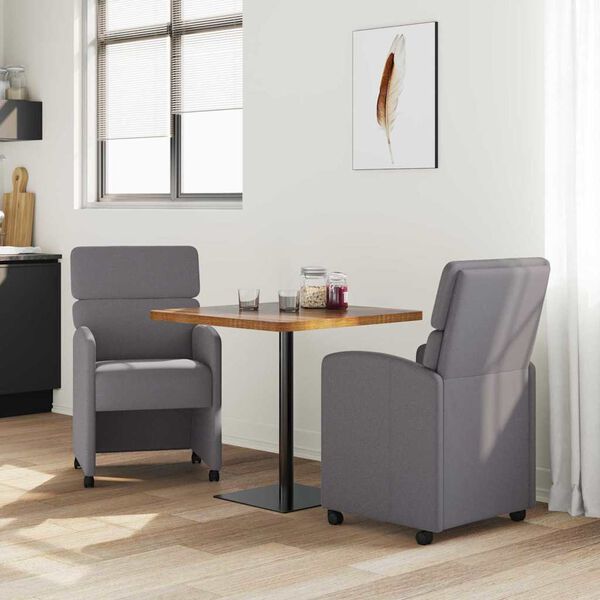 vidaXL Sillas de Comedor con Ruedas 2 pcs Gris 58 x 65 x 98 cm