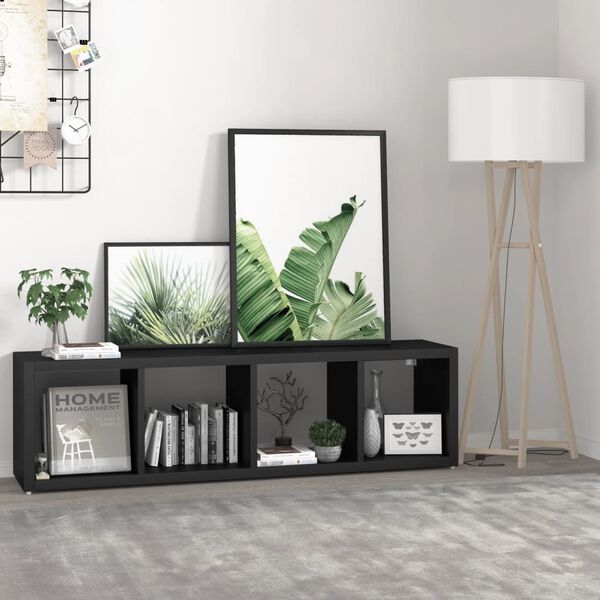 vidaXL Estante de pared cube negro MDF 37x29,5x134,5 cm