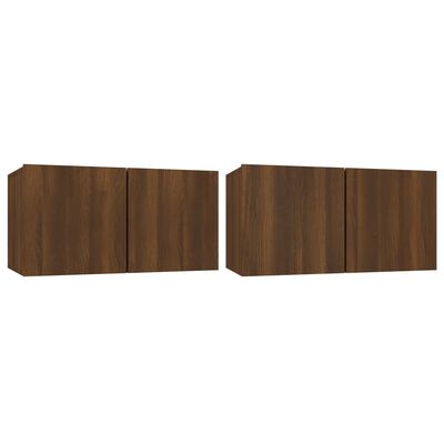 vidaXL Muebles para TV colgantes 2 uds madera roble marrón 60x30x30cm