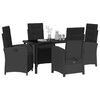 vidaXL Conjunto de Comedor de Jard&iacute;n 5 pcs Negro rat&aacute;n sint&eacute;tico