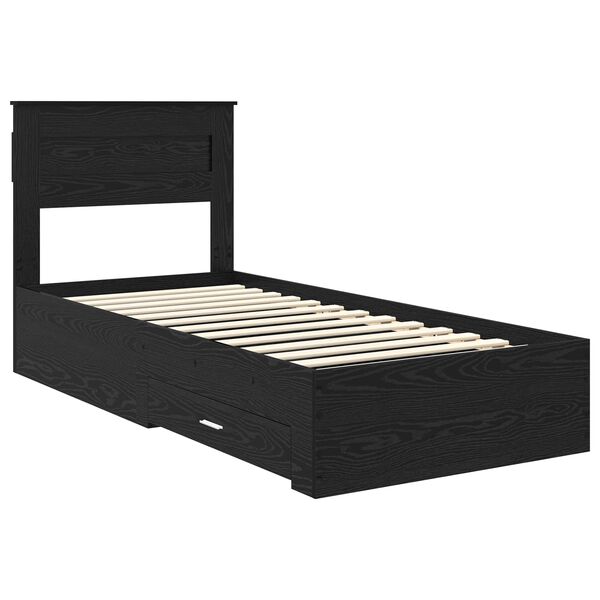 vidaXL Estructura de cama Roble Negro 90 x 200 cm Madera de ingenier&iacute;a