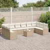 vidaXL Conjunto de sof&aacute; de jard&iacute;n 11 pcs Beige y rat&aacute;n sint&eacute;tico