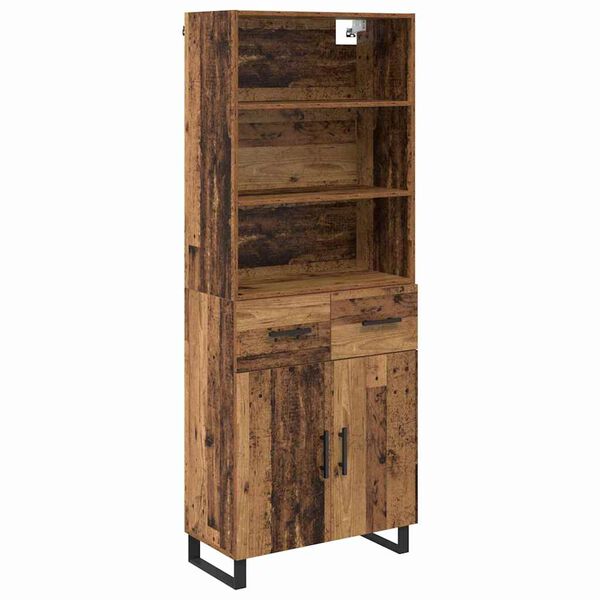 vidaXL Aparador alto con caj&oacute;n Madera vieja 69,5 x 34 x 180 cm