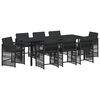 vidaXL Conjunto de Comedor de Jard&iacute;n 9 uds. Negro rat&aacute;n sint&eacute;tico