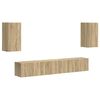 vidaXL Conjunto de mueble de TV Montaje en la pared 5 pcs Roble Sonoma