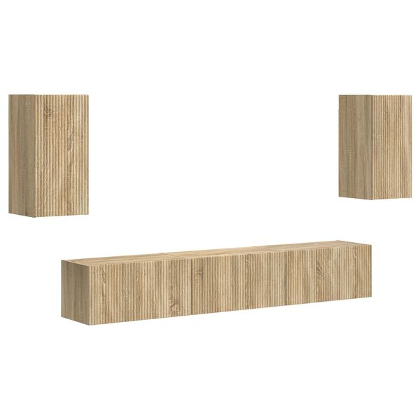 vidaXL Conjunto de mueble de TV Montaje en la pared 5 pcs Roble Sonoma