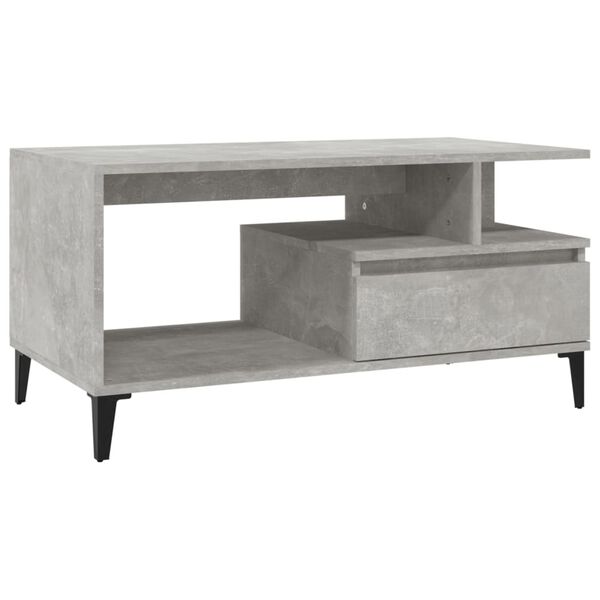 vidaXL Mesa de centro madera contrachapada gris hormigón 90x49x45 cm