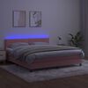 vidaXL Cama box spring colch&oacute;n y LED terciopelo rosa 180x200 cm