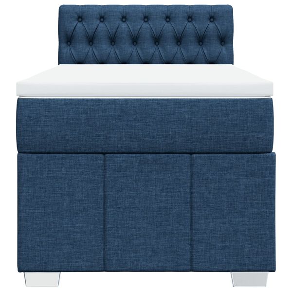 vidaXL Cama box spring con colch&oacute;n tela azul 90x190 cm