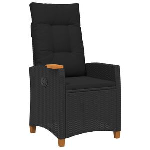 vidaXL Silla reclinable con bandeja para t&eacute; Negro rat&aacute;n sint&eacute;tico