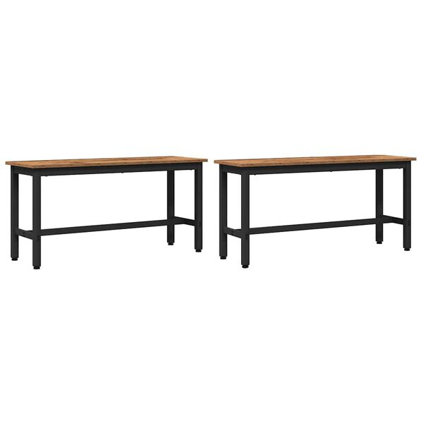 vidaXL Banca de Comedor 2 pcs Madera vieja 100 x 32,5 x 48,5 cm