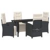 vidaXL Conjunto de Comedor de Jard&iacute;n 5 uds. Negro rat&aacute;n sint&eacute;tico