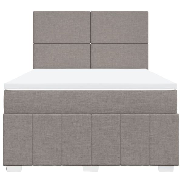 vidaXL Cama box spring con colch&oacute;n tela gris taupe 160x200 cm