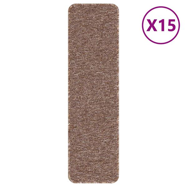 vidaXL Alfombrillas Antideslizantes para Escalera 15 pcs Marr&oacute;n