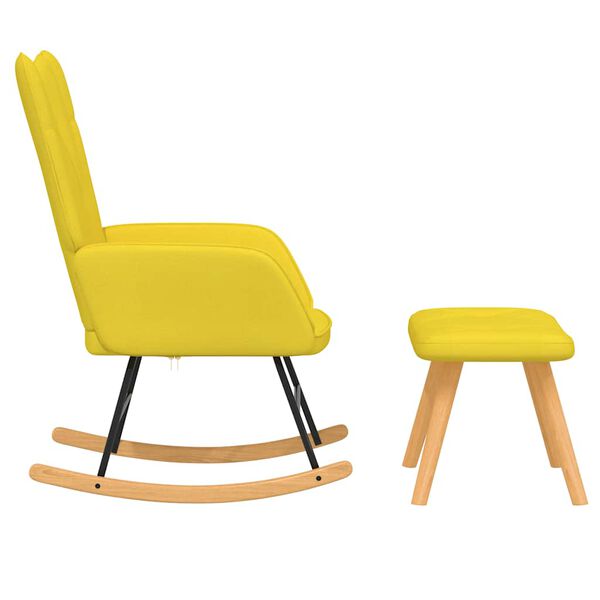 vidaXL Silla mecedora con reposapiés tela amarillo mostaza
