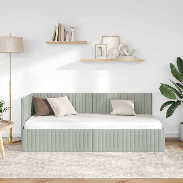 vidaXL Estructura de cama en esquina Gris Claro 90 cm x 190 cm