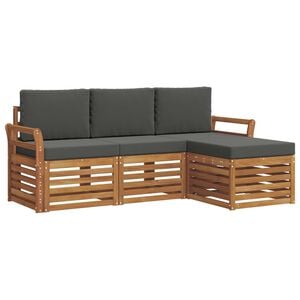 vidaXL Conjunto de sof&aacute;s de exterior 4 uds. Natural y Antracita