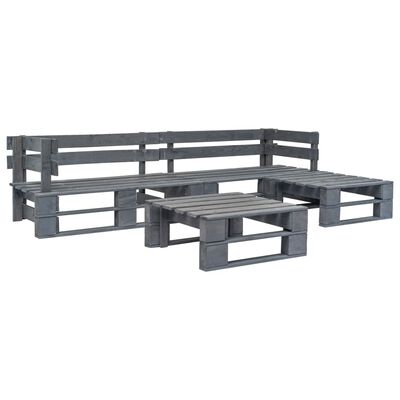vidaXL Set de muebles de palés para jardín 4 piezas madera gris