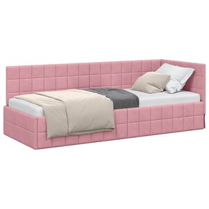 vidaXL Estructura de cama en esquina Rosa 80 cm x 200 cm Terciopelo