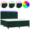 vidaXL Cama box spring colch&oacute;n y LED terciopelo verde oscuro 160x200cm