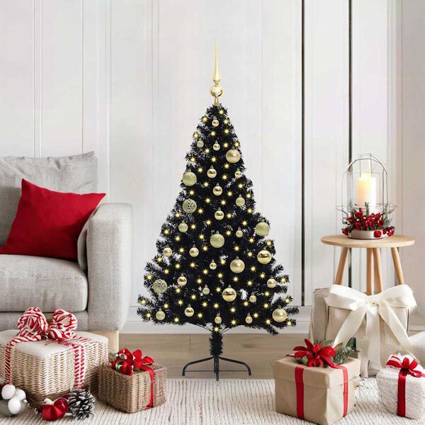 vidaXL &Aacute;rbol de Navidad Artificial Preiluminado Negro 120 cm PVC