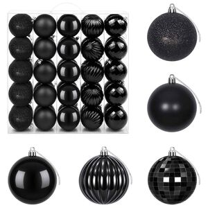 vidaXL Juego de bolas navide&ntilde;as 50 uds. Negro Di&aacute;m. 8 cm Poliestireno