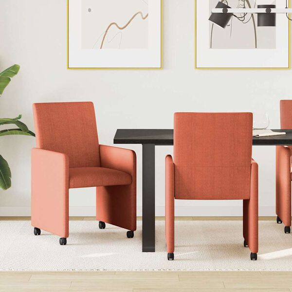 vidaXL Sillas de Comedor con Ruedas 2 pcs Rojo naranja 57 x 66 x 94 cm