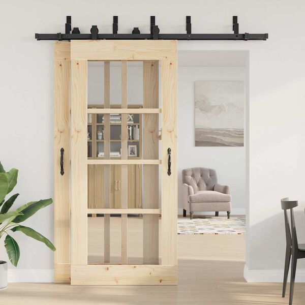 vidaXL Kit de herrajes para puertas correderas acero negro 200 cm