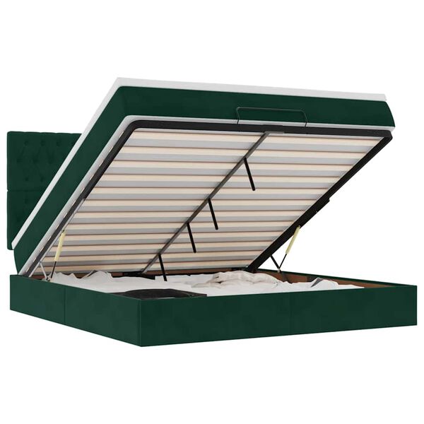 vidaXL Estructura de cama otomana colchones terciopelo verde oscuro